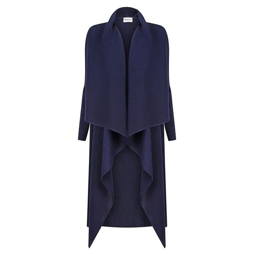 Alquema Collare Coat Jacket One Size Womens Chiffon Hand Made Navy Blue